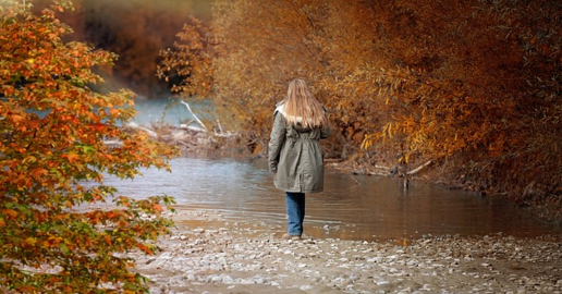 fall walking near river